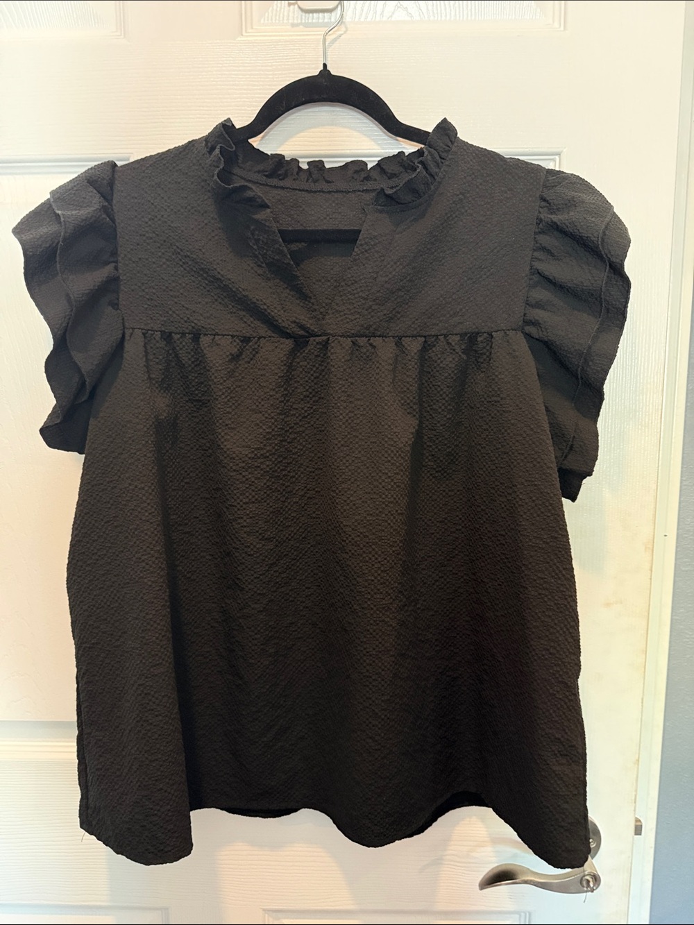 Black Ruffle Sleeve Women’s Top